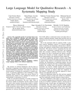 Large Language Model for Qualitative Research -- A Systematic Mapping Study
