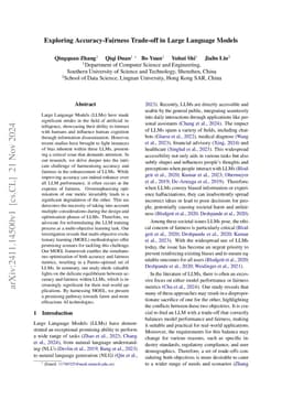 Exploring Accuracy-Fairness Trade-off in Large Language Models