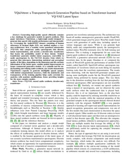 VQalAttent: a Transparent Speech Generation Pipeline based on
  Transformer-learned VQ-VAE Latent Space