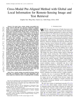 Cross-Modal Pre-Aligned Method with Global and Local Information for
  Remote-Sensing Image and Text Retrieval