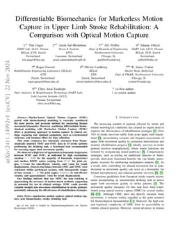 Differentiable Biomechanics for Markerless Motion Capture in Upper Limb
  Stroke Rehabilitation: A Comparison with Optical Motion Capture