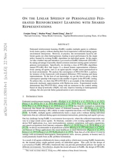 On the Linear Speedup of Personalized Federated Reinforcement Learning
  with Shared Representations