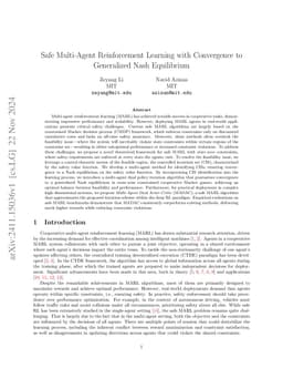 Safe Multi-Agent Reinforcement Learning with Convergence to Generalized
  Nash Equilibrium
