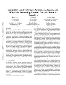 Somesite I Used To Crawl: Awareness, Agency and Efficacy in Protecting
  Content Creators From AI Crawlers