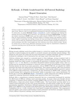 ReXrank: A Public Leaderboard for AI-Powered Radiology Report Generation