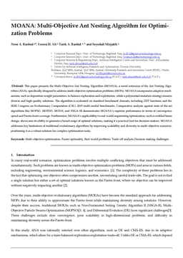 MOANA: Multi-Objective Ant Nesting Algorithm for Optimization Problems