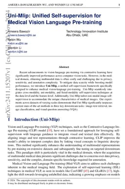 Uni-Mlip: Unified Self-supervision for Medical Vision Language
  Pre-training