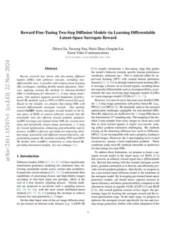 Reward Fine-Tuning Two-Step Diffusion Models via Learning Differentiable Latent-Space Surrogate Reward