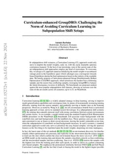 Curriculum-enhanced GroupDRO: Challenging the Norm of Avoiding
  Curriculum Learning in Subpopulation Shift Setups