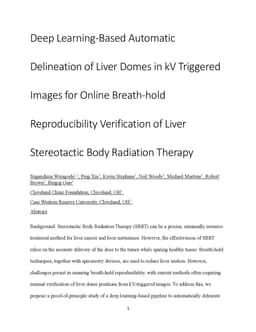 Deep Learning-Based Automatic Delineation of Liver Domes in kV Triggered
  Images for Online Breath-hold Reproducibility Verification of Liver
  Stereotactic Body Radiation Therapy