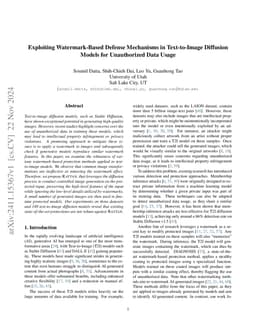 Exploiting Watermark-Based Defense Mechanisms in Text-to-Image Diffusion
  Models for Unauthorized Data Usage