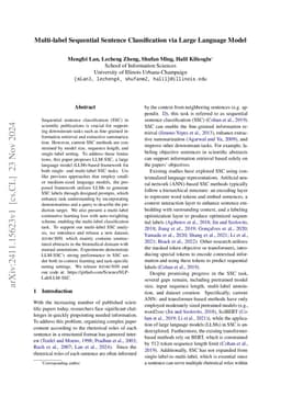 Multi-label Sequential Sentence Classification via Large Language Model