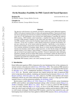 On the Boundary Feasibility for PDE Control with Neural Operators