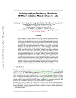 Training an Open-Vocabulary Monocular 3D Object Detection Model without
  3D Data
