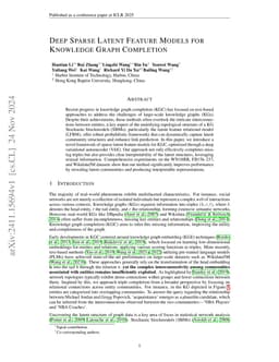 Deep Sparse Latent Feature Models for Knowledge Graph Completion