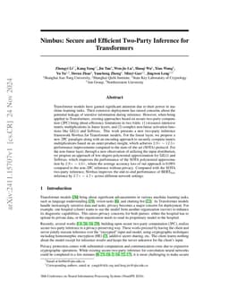 Nimbus: Secure and Efficient Two-Party Inference for Transformers