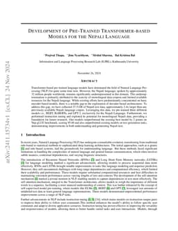 Development of Pre-Trained Transformer-based Models for the Nepali
  Language