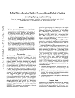 LoRA-Mini : Adaptation Matrices Decomposition and Selective Training