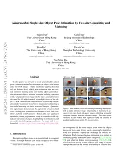 Generalizable Single-view Object Pose Estimation by Two-side Generating
  and Matching
