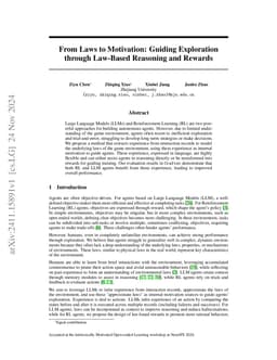 From Laws to Motivation: Guiding Exploration through Law-Based Reasoning
  and Rewards