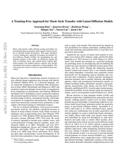 A Training-Free Approach for Music Style Transfer with Latent Diffusion
  Models