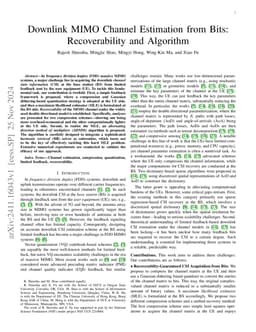 Downlink MIMO Channel Estimation from Bits: Recoverability and Algorithm