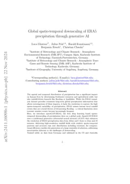 Global spatio-temporal downscaling of ERA5 precipitation through
  generative AI