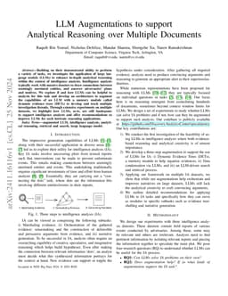 LLM Augmentations to support Analytical Reasoning over Multiple
  Documents