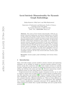 Local Intrinsic Dimensionality for Dynamic Graph Embeddings