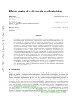 Efficient pooling of predictions via kernel embeddings