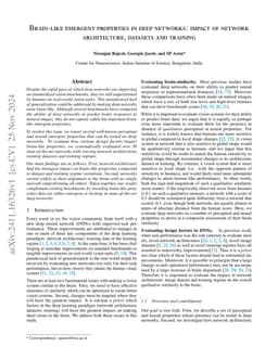 Brain-like emergent properties in deep networks: impact of network
  architecture, datasets and training