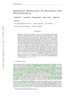 Preference Optimization for Reasoning with Pseudo Feedback