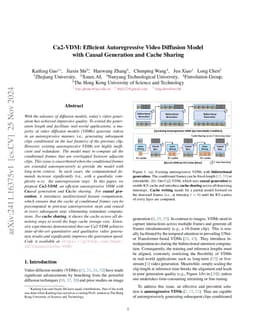 Ca2-VDM: Efficient Autoregressive Video Diffusion Model with Causal
  Generation and Cache Sharing
