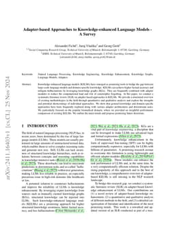 Adapter-based Approaches to Knowledge-enhanced Language Models -- A
  Survey