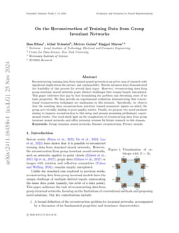 On the Reconstruction of Training Data from Group Invariant Networks