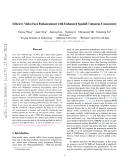 Efficient Video Face Enhancement with Enhanced Spatial-Temporal
  Consistency