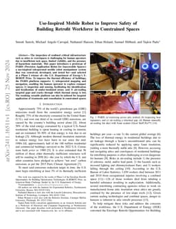 Use-Inspired Mobile Robot to Improve Safety of Building Retrofit
  Workforce in Constrained Spaces