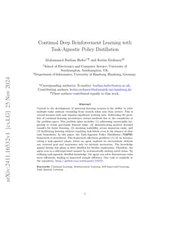 Continual Deep Reinforcement Learning with Task-Agnostic Policy
  Distillation