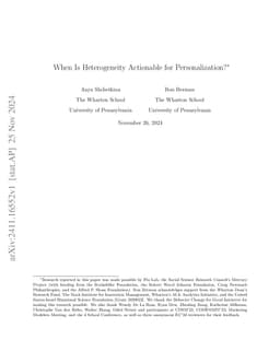 When Is Heterogeneity Actionable for Personalization?