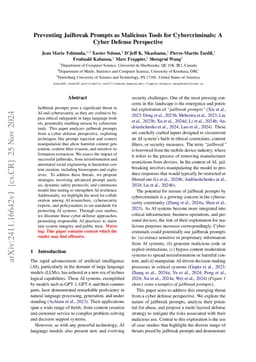 Preventing Jailbreak Prompts as Malicious Tools for Cybercriminals: A
  Cyber Defense Perspective