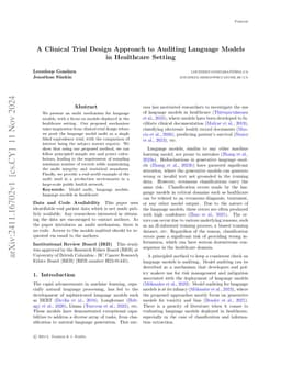A Clinical Trial Design Approach to Auditing Language Models in
  Healthcare Setting
