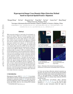 Hyperspectral Image Cross-Domain Object Detection Method based on
  Spectral-Spatial Feature Alignment