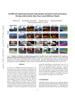 SynDiff-AD: Improving Semantic Segmentation and End-to-End Autonomous
  Driving with Synthetic Data from Latent Diffusion Models