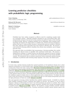 Learning Predictive Checklists with Probabilistic Logic Programming