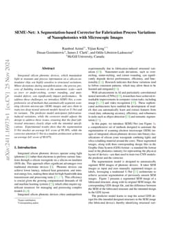 SEMU-Net: A Segmentation-based Corrector for Fabrication Process
  Variations of Nanophotonics with Microscopic Images