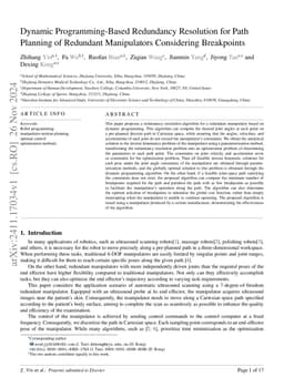 Dynamic Programming-Based Redundancy Resolution for Path Planning of
  Redundant Manipulators Considering Breakpoints