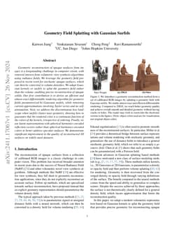 Geometry Field Splatting with Gaussian Surfels