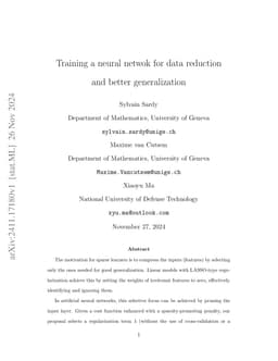 Training a neural netwok for data reduction and better generalization