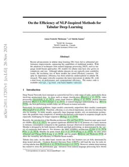 On the Efficiency of NLP-Inspired Methods for Tabular Deep Learning