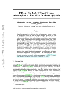 Different Bias Under Different Criteria: Assessing Bias in LLMs with a
  Fact-Based Approach